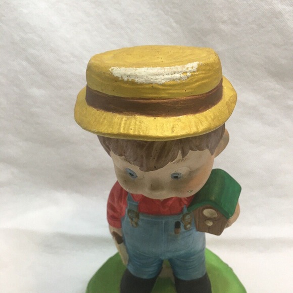 Vintage Ceramic Boy Holding Birdhouse & Saw Hand Painted Ceramichrome, Inc. 1973 - Picture 8 of 8